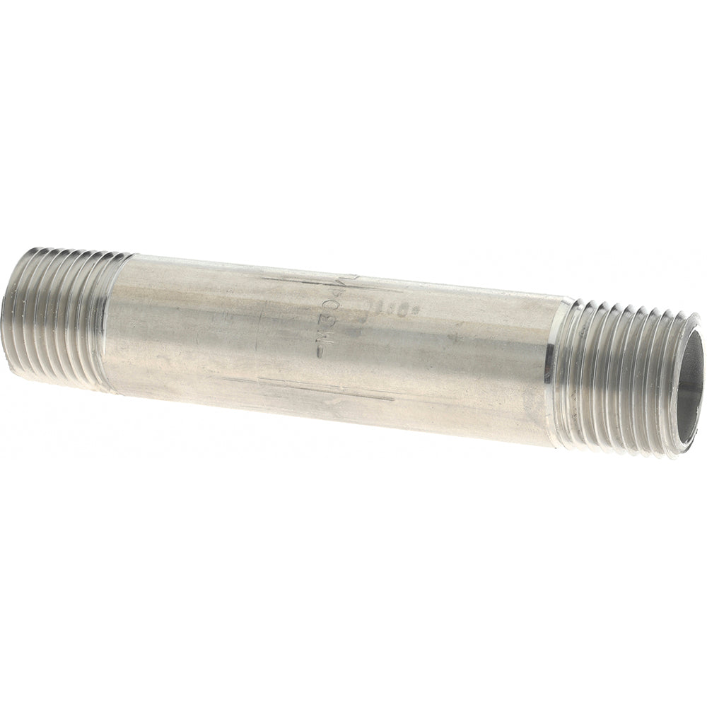 Merit Brass 4008-400 Stainless Steel Pipe Nipple 1/2" Pipe, Grade 304 & 304L