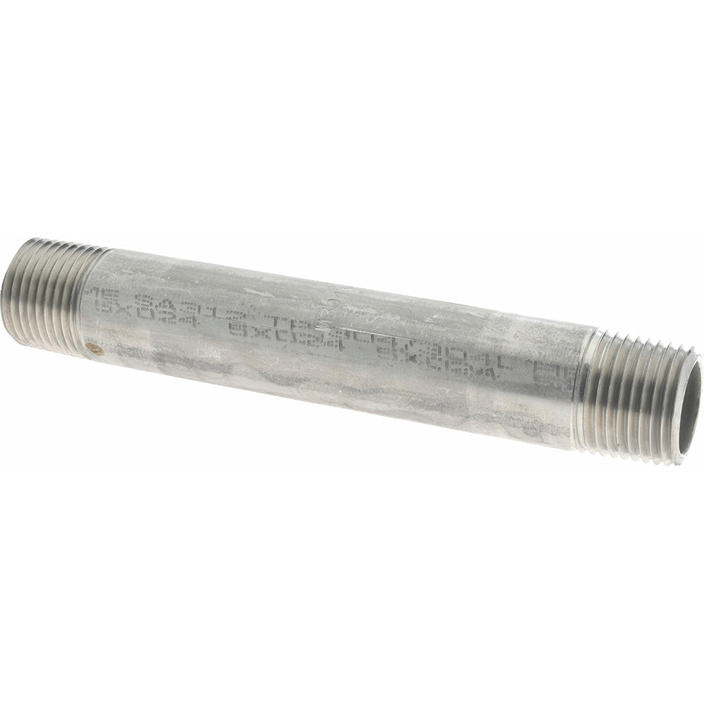 Merit Brass 4008-500 Stainless Steel Pipe Nipple 1/2" Pipe, Grade 304 & 304L