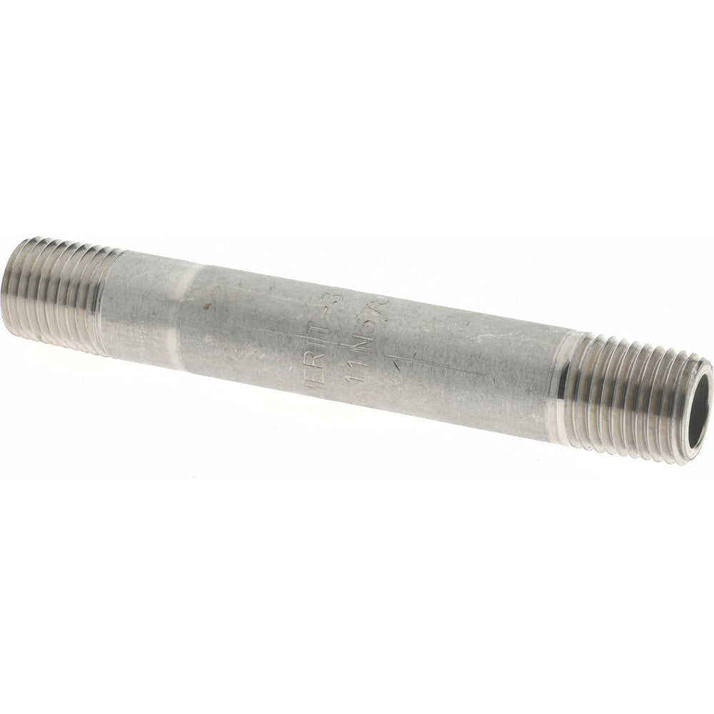 Merit Brass 6004-350 Stainless Steel Pipe Nipple 1/4" Pipe, Grade 316 & 316L