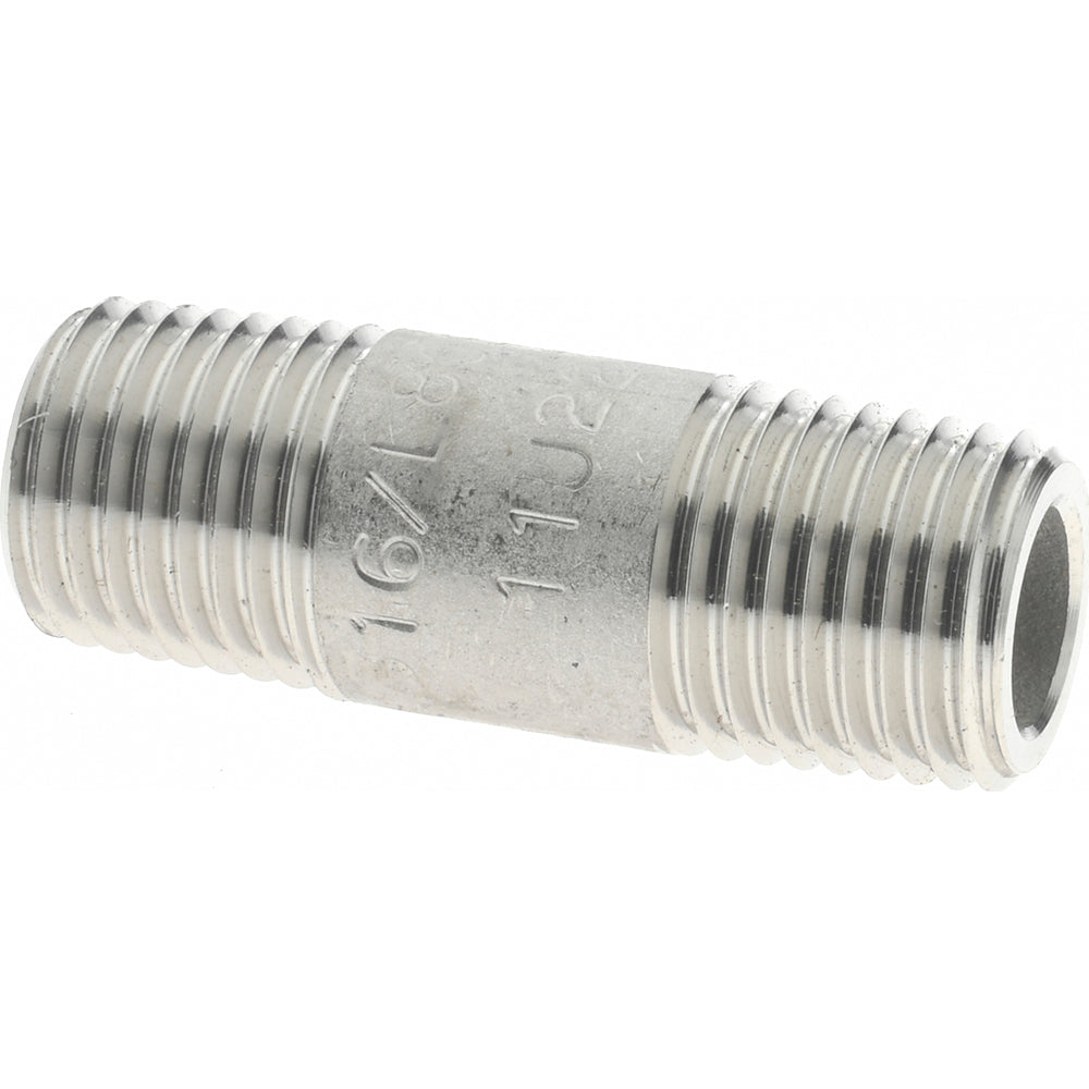 Merit Brass 6504-150 Stainless Steel Pipe Nipple 1/4" Pipe, Grade 316 & 316L