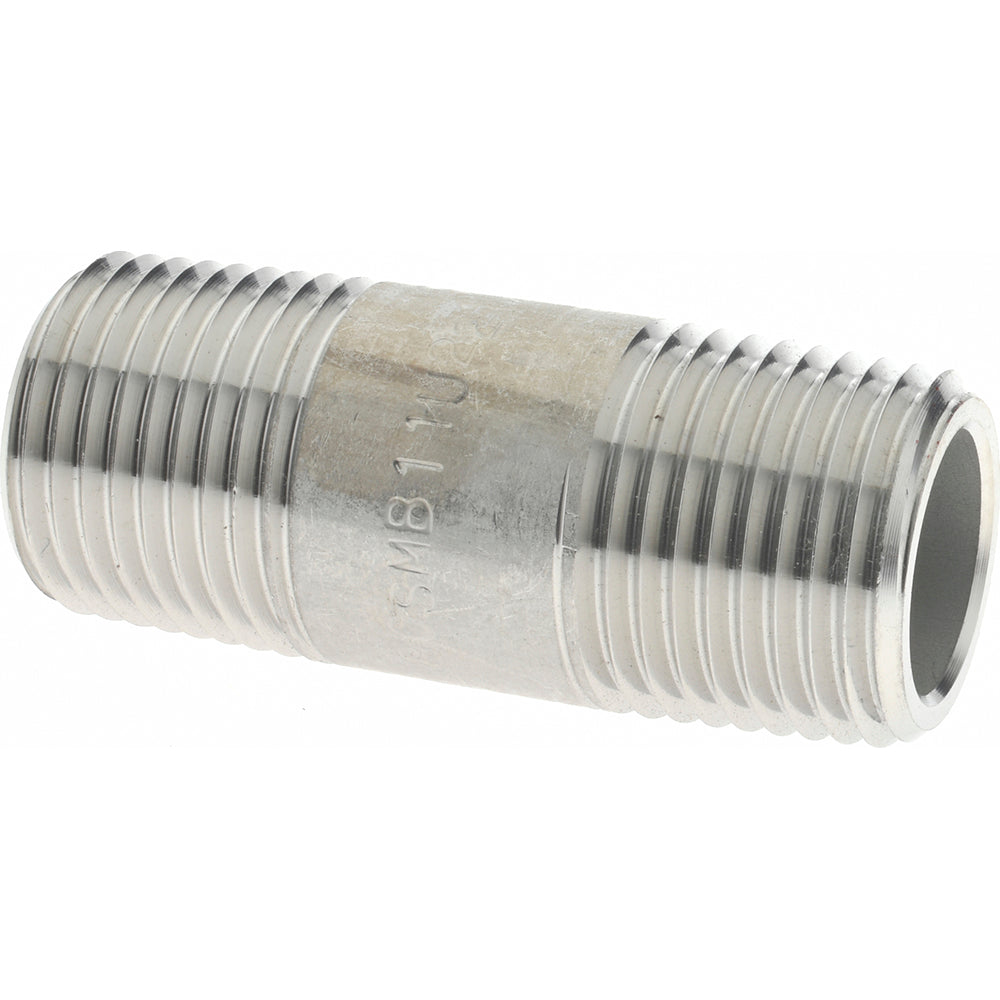 Merit Brass 6508-200 Stainless Steel Pipe Nipple 1/2" Pipe, Grade 316 & 316L
