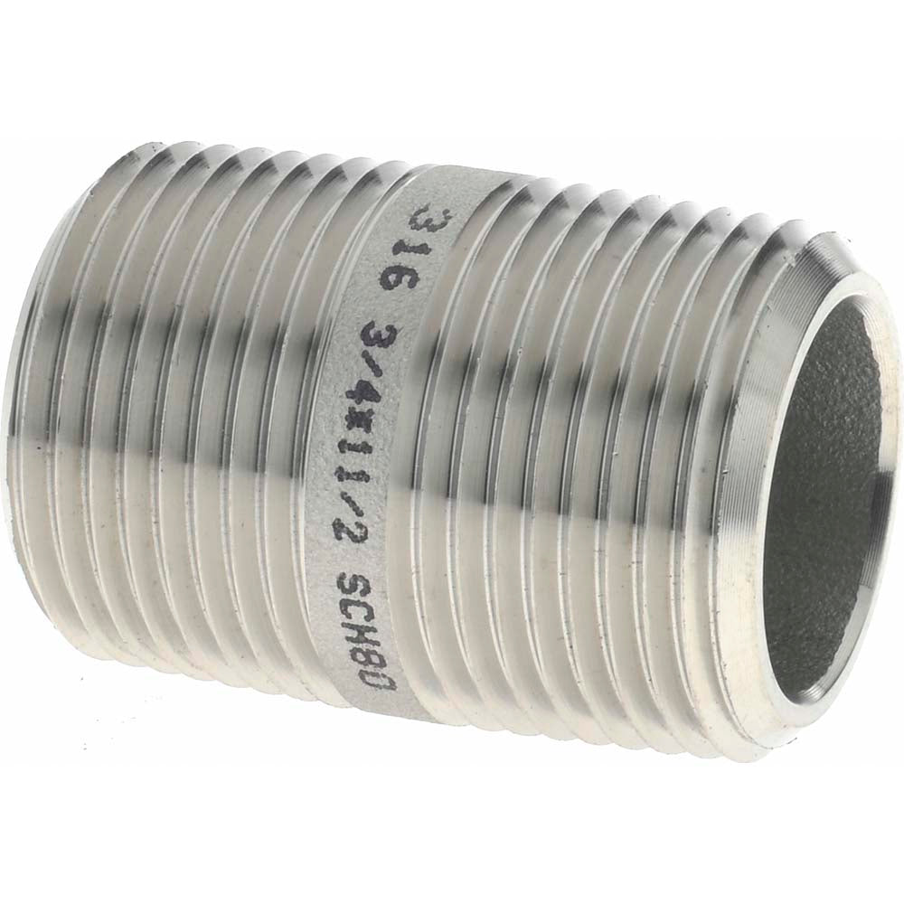 Merit Brass 6512-150 Stainless Steel Pipe Nipple 3/4" Pipe, Grade 316 & 316L