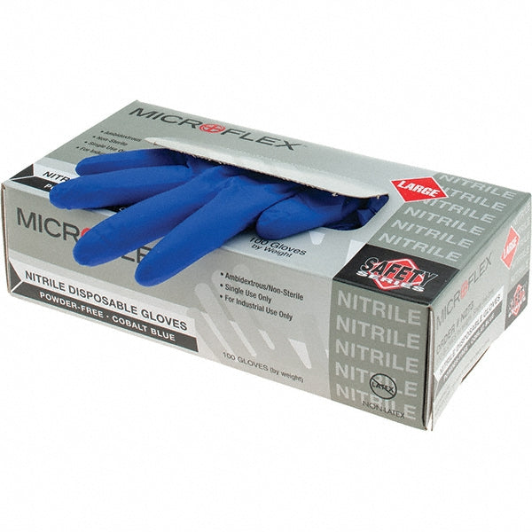 Ansell N273 Series Microflex Disposable Gloves Size Large, 3.9 mil, Uncoated-Coated Nitrile, Industrial Grade, Unpowdered