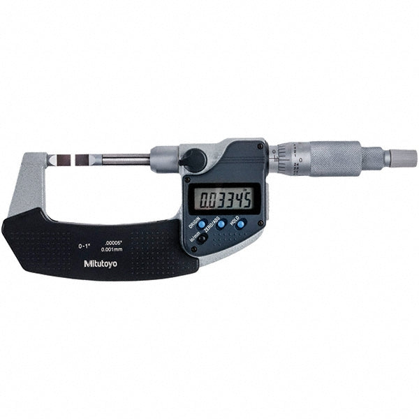 Mitutoyo 422-370-32 Electronic Outside Micrometer 1" Max, Carbide-Tipped Face, IP54