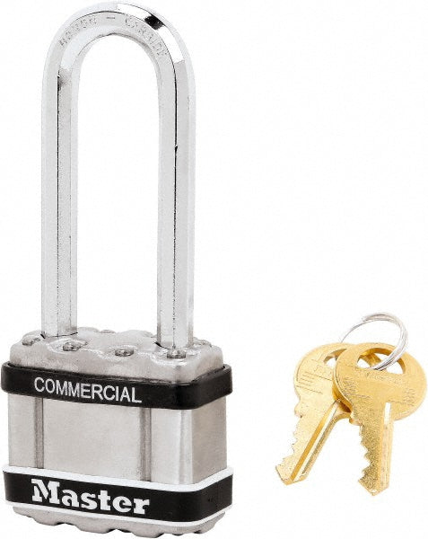 Master Lock M1KALJSTS Padlock Laminated Steel, Keyed Alike, 1-3/4" Wide, Chrome-Plated