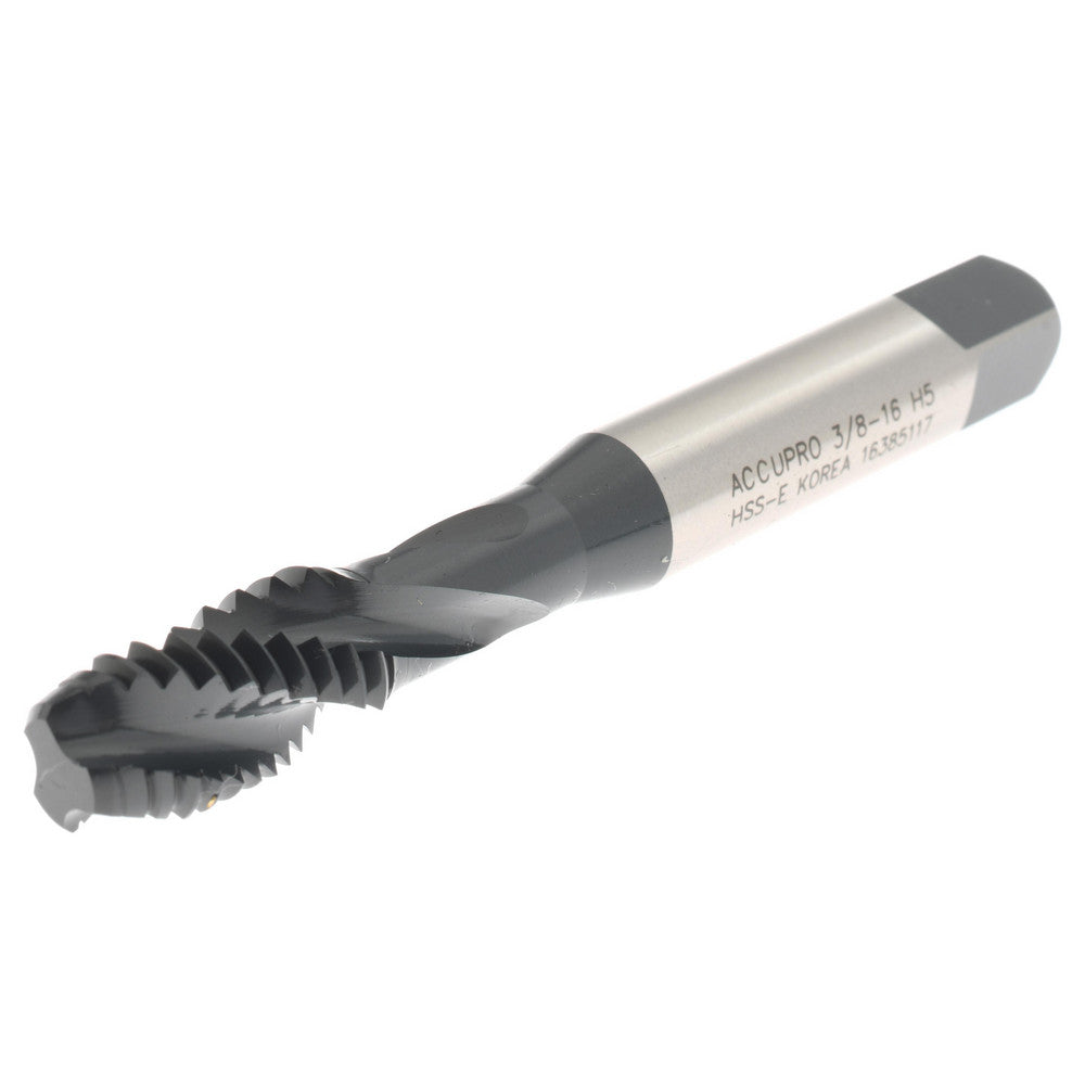Accupro T1634485 Spiral Flute Tap 3/8-16, 3 Flutes, Bottoming, 2B Class of Fit, Vanadium High Speed Steel, Oxide Coated