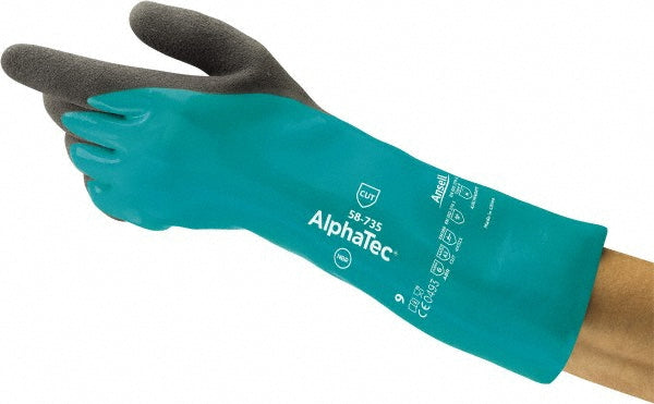 Ansell 58735080 Series 58-735 Chemical Resistant Gloves Medium, 39 mil Thick, Nitrile-Coated, Nitrile, Supported