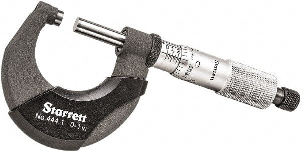 Starrett T444.1XRL-1 Mechanical Outside Micrometer 1" Range, 0.0001" Graduation