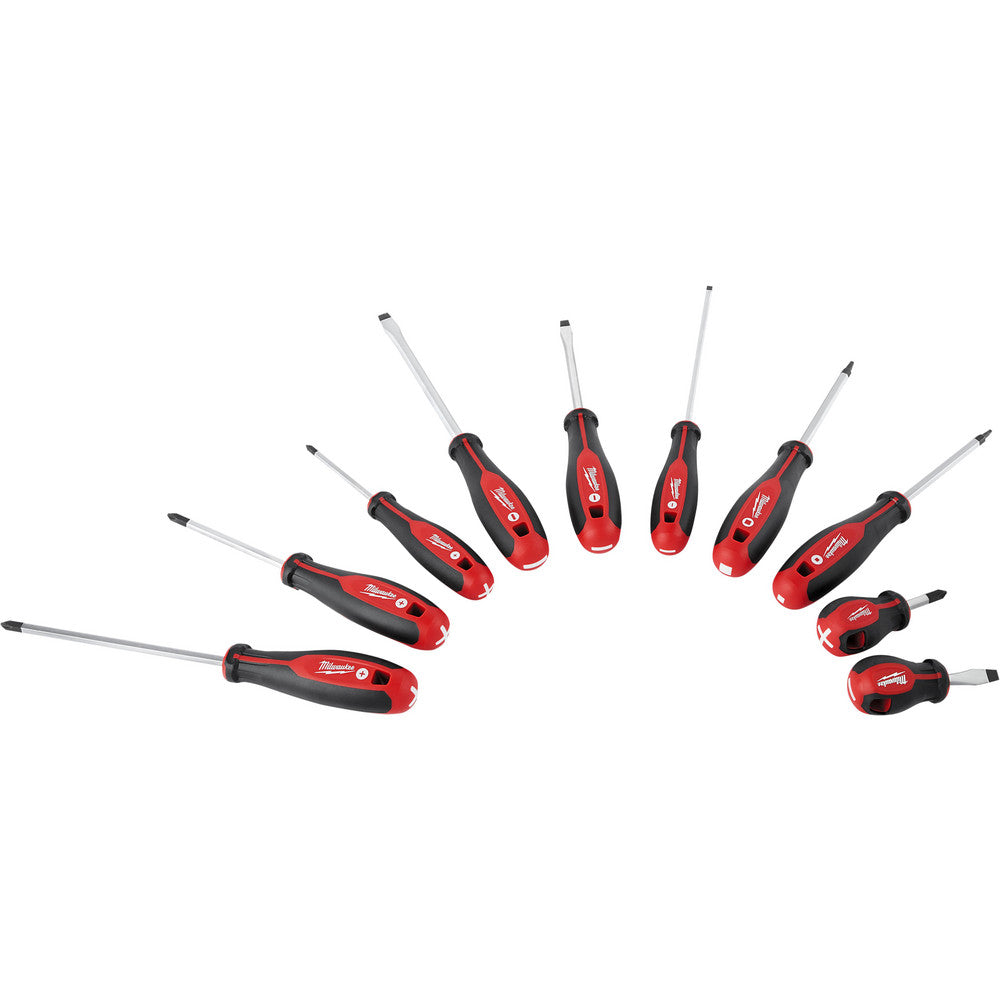 Milwaukee Tool 48-22-2710 Screwdriver Set 10 Pc, Phillips, Slotted & Square