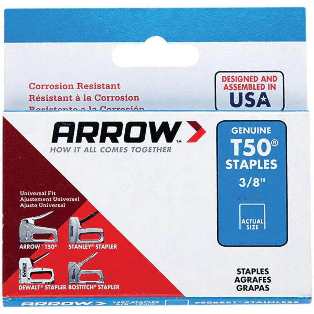 Arrow 506IP High Carbon Steel Heavy-Duty Staple 3/8" Leg Length