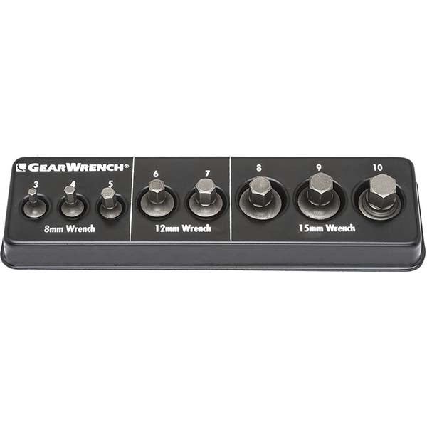 GEARWRENCH 81550 Hex Bit Socket Set 9 Pc, 3 to 10 mm Hex