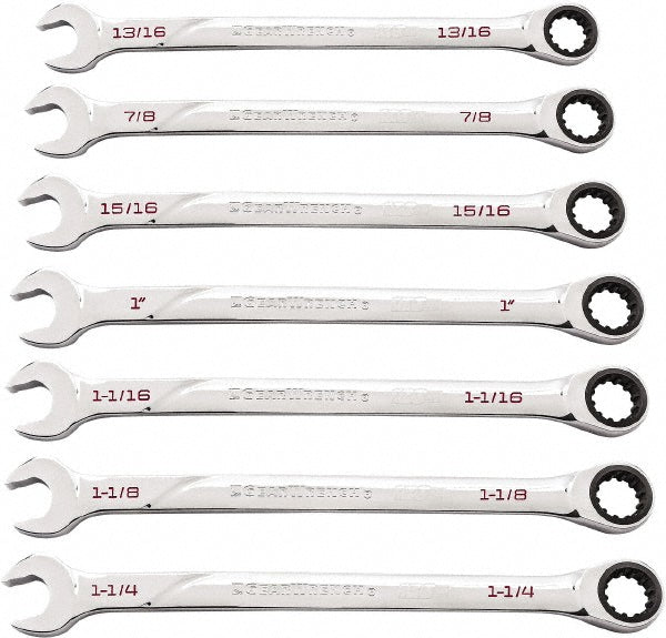 GEARWRENCH 86452 Ratcheting Combination Wrench Set 7 Pc, 13/16", 15/16", 7/8", 1", 1-1/16", 1-1/8", 1-1/4", Wrench, Inch