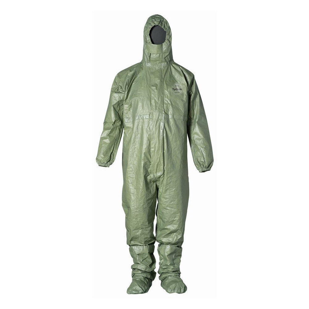 Dupont QS127TGR3X000400 Disposable Coveralls Flame, Splash, Chemical, Particle Protection & Bloodborne Pathogen Protection, Size 3X-Large, 3.2000 oz, Tychem 2000 SFR, Zipper & Stormflaps Closure