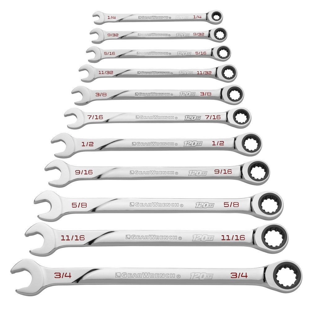 GEARWRENCH 86450 Ratcheting Combination Wrench Set 11 Pc, 1/2" 1/4" 11/16" 11/32" 3/4" 3/8" 5/16" 5/8" 7/16" 9/16" & 9/32" Wrench, Inch