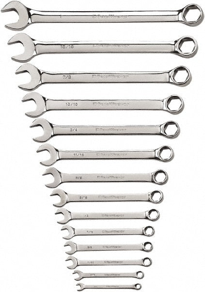 GEARWRENCH 81924 Combination Wrench Set 14 Pc, 1/2" 1/4" 11/16" 13/16" 15/16" 3/4" 3/8" 5/16" 5/8" 7/16" 7/8" & 9/16" Wrench, Inch