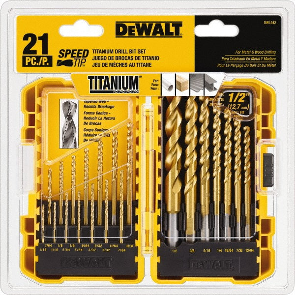 DeWALT DW1342 Drill Bit Set Jobber Length Drill Bits, 135 deg, High-Speed Steel