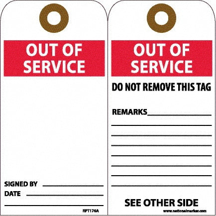 AccuformNMC RPT176AG Accident Prevention Tag Rectangle, 6" High, Unrippable Vinyl, "Danger"
