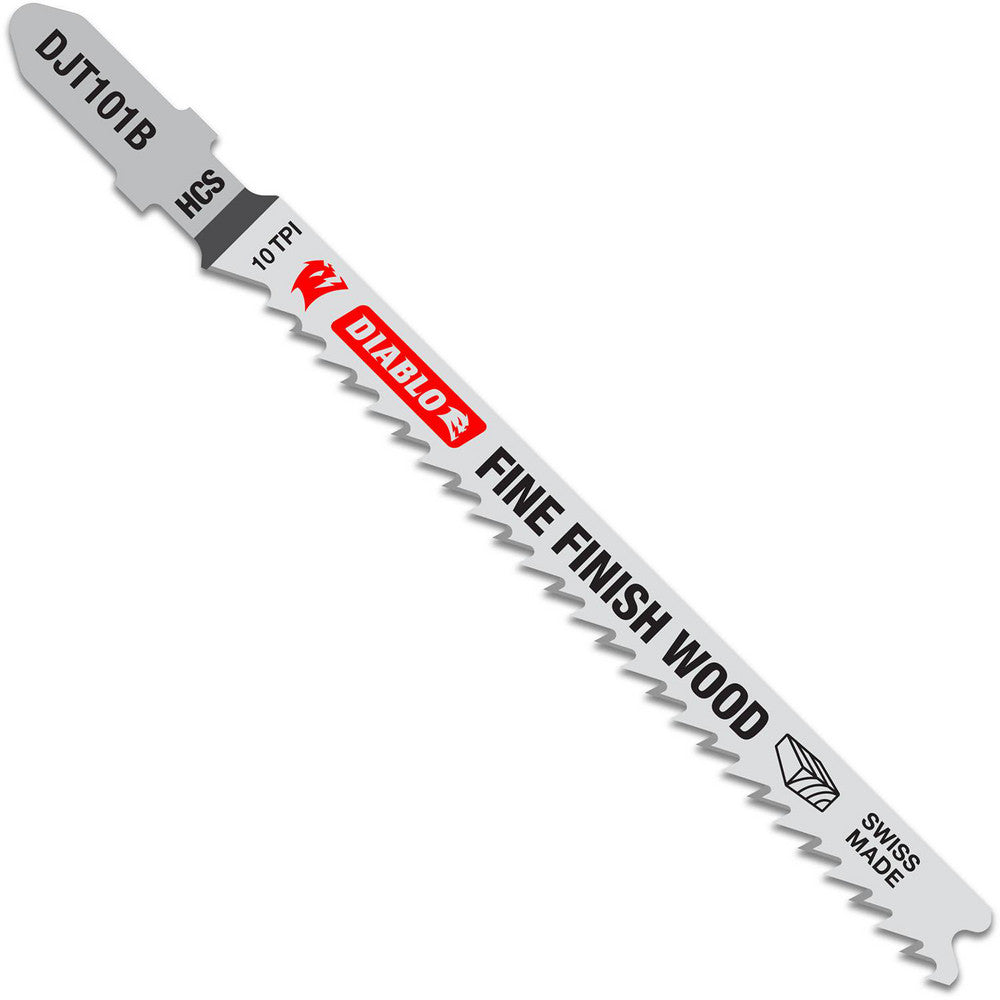 DIABLO DJT101B5 Jigsaw Blades Blade Material High Carbon Steel Blade Length (Inch) 4 Blade Width (Decimal Inch) 6.6900 Blade Thickness (Decimal Inch) 0.0400 Shank Type T-Shank Cutting Edge Style Toothed