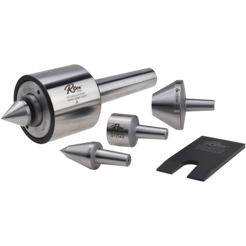 Riten 49504 4 Point, 550 Lb Max Workpiece, Bull Nose, Female, Standard & Tracer Points, Hardened Tool Steel, Live Center & Point Set