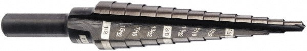 Milwaukee Tool 48-89-9201 Step Drill Bit 1/8 to 1/2" Dia, 1/4" Shank Dia, High Speed Steel, 13 Hole Sizes