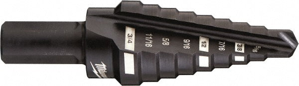 Milwaukee Tool 48-89-9203 Step Drill Bit 1/4 to 3/4" Dia, 3/8" Shank Dia, High Speed Steel, 9 Hole Sizes