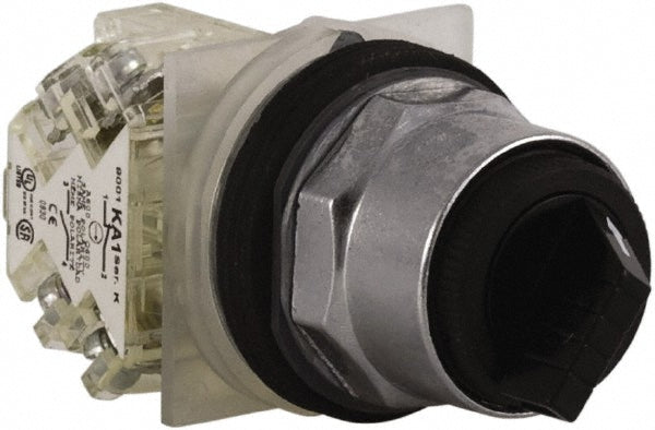 Square D 9001KS11BH13 Selector Switch Only 2 Positions, Maintained (MA), 10 Amp, Black Knob