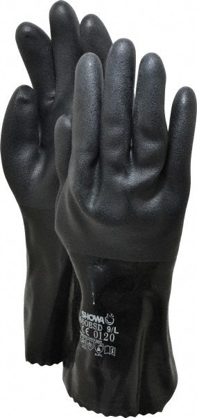 SHOWA 660ESDL-09.EU Chemical Resistant Gloves Large, Polyvinylchloride-Coated, Polyvinylchloride