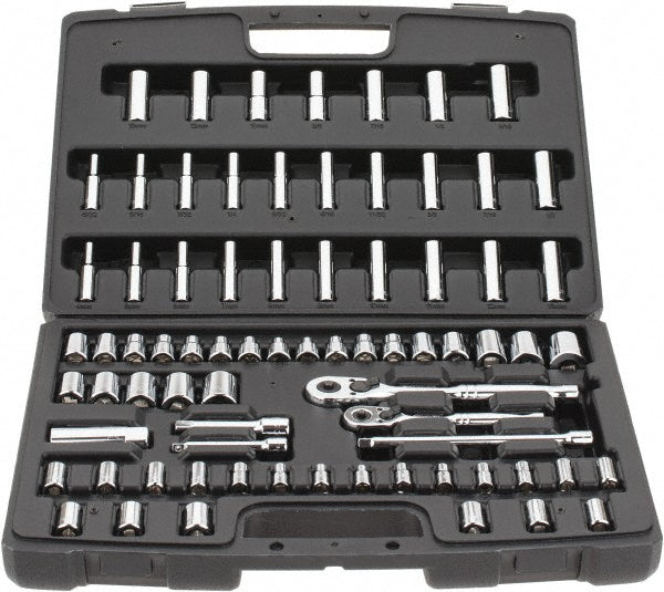 Stanley 96-010 Deep Standard Socket Set 75 Pc, 1/4"3/8" Drive, 3/16 to 13/16" Socket