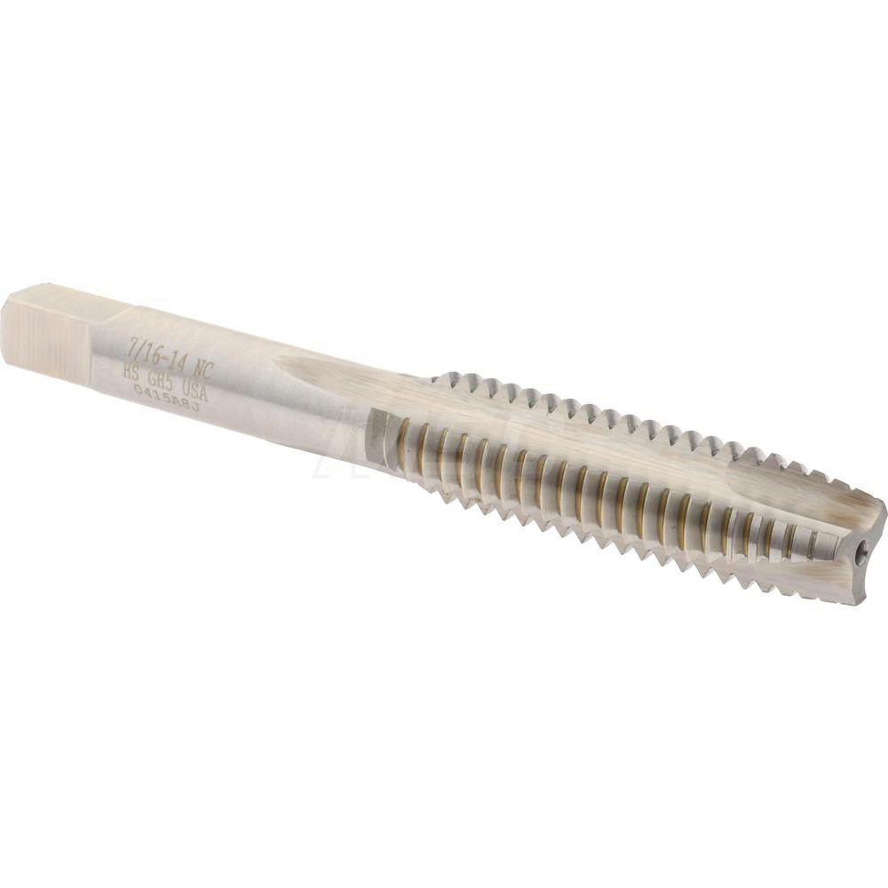 Hertel 008485AS Spiral Point Tap 7/16-14 UNC, 3 Flutes, Plug Chamfer, HSS, Bright/Uncoated Coated
