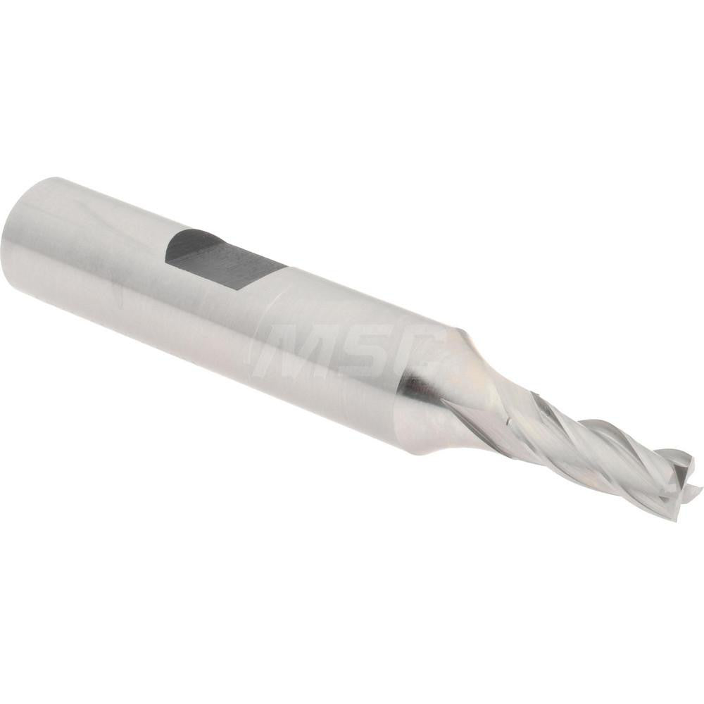 Hertel E2039012 Square End Mill 3/16'' Dia, 1/2'' LOC, 3/8'' Shank Dia, 2-3/8'' OAL, 4 Flutes, Cobalt