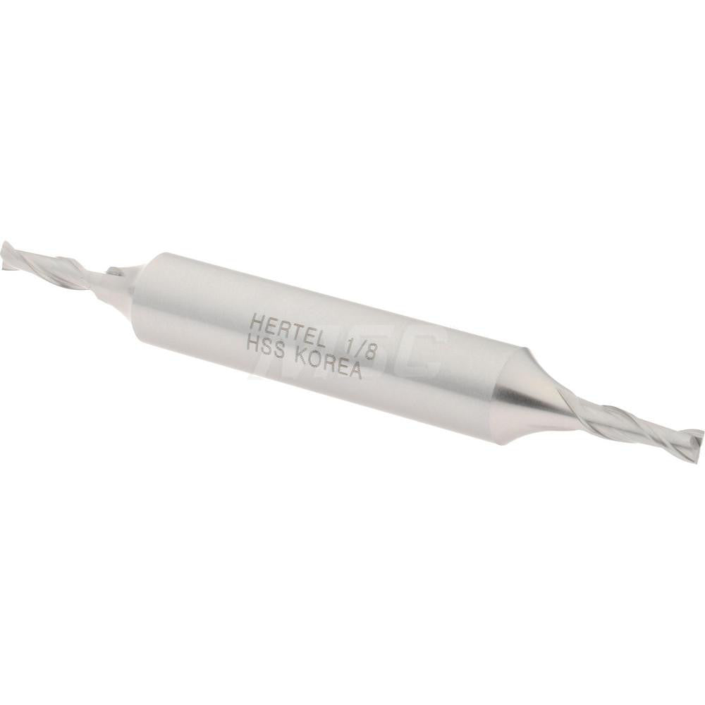Hertel E1050008 Square End Mill 1/8'' Dia, 3/8'' LOC, 3/8'' Shank Dia, 3-1/16'' OAL, 2 Flutes, High Speed Steel
