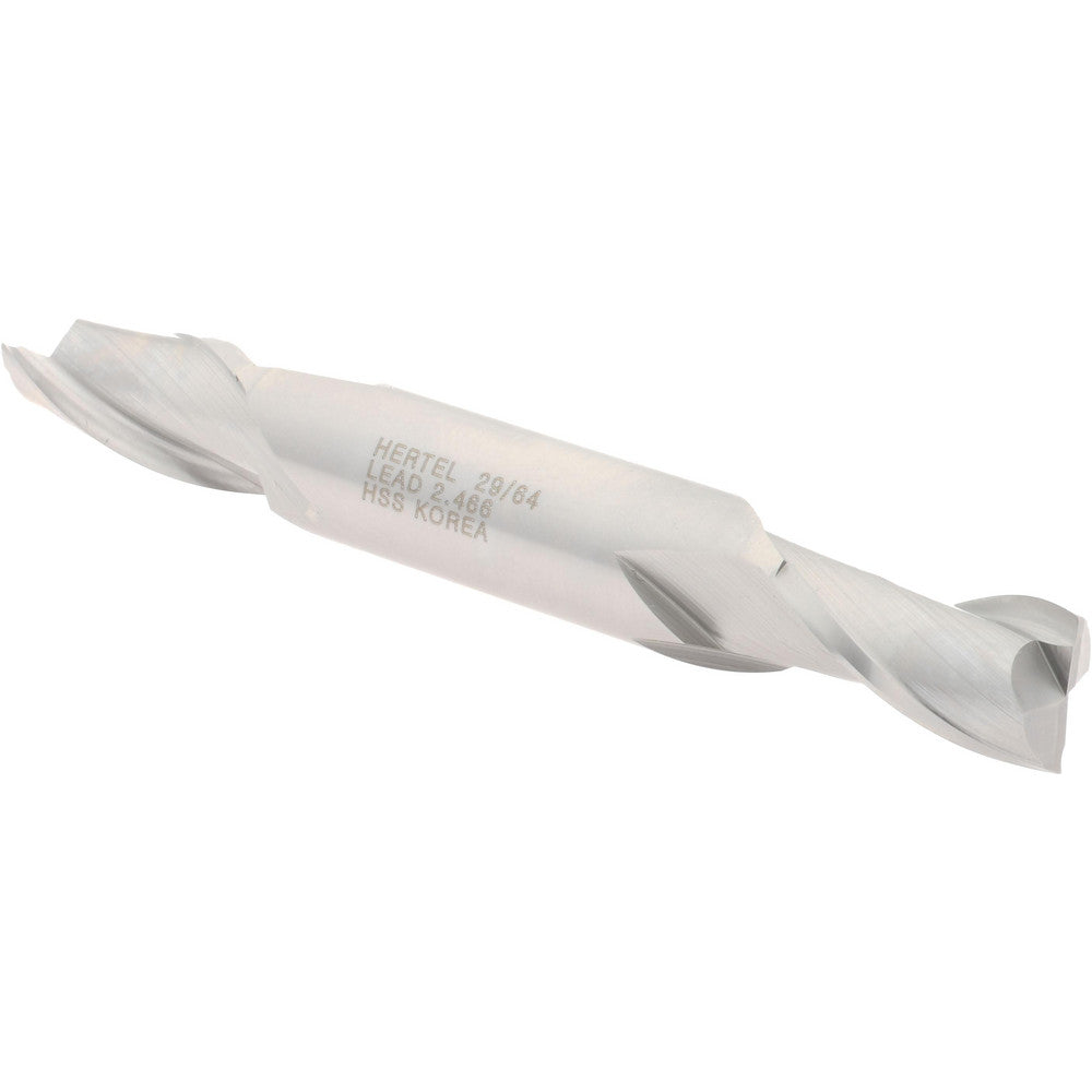 Hertel E1050029 Square End Mill 29/64'' Dia, 13/16'' LOC, 1/2'' Shank Dia, 3-3/4'' OAL, 2 Flutes, High Speed Steel