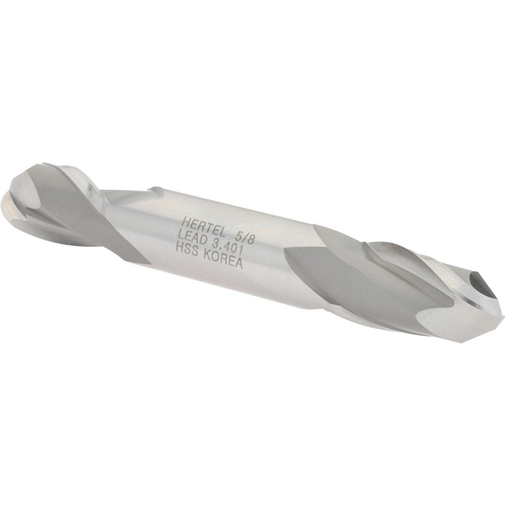 Hertel E211204001 Ball End Mill 0.625" Dia, 1.125" LOC, 2 Flute, High Speed Steel