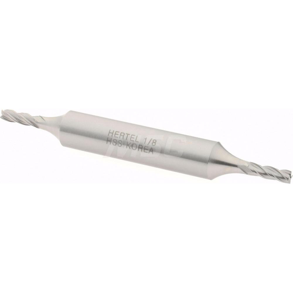 Hertel E1051008 Square End Mill 1/8'' Dia, 3/8'' LOC, 3/8'' Shank Dia, 3-1/16'' OAL, 4 Flutes, High Speed Steel