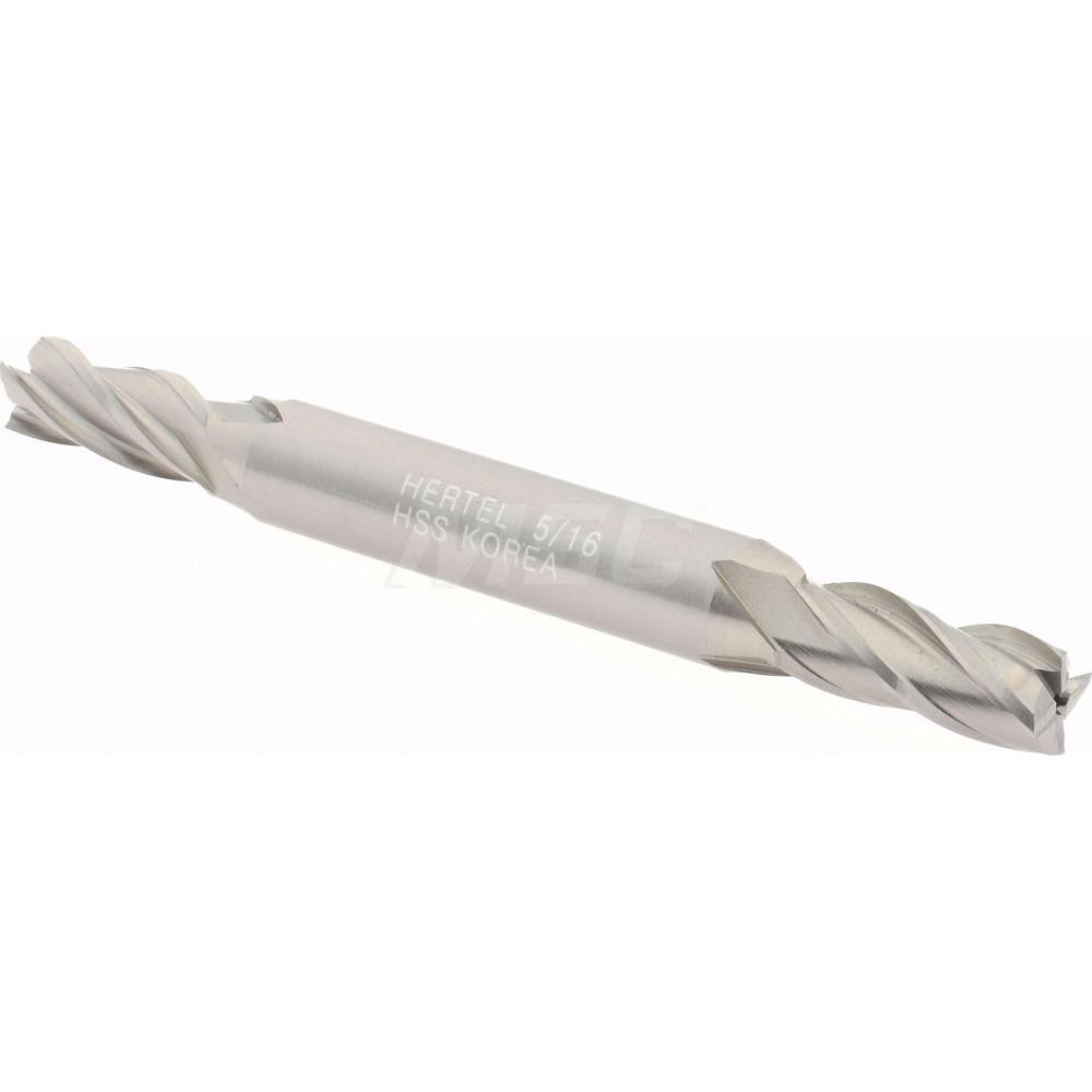 Hertel E1051020 Square End Mill 5/16'' Dia, 3/4'' LOC, 3/8'' Shank Dia, 3-1/2'' OAL, 4 Flutes, High Speed Steel