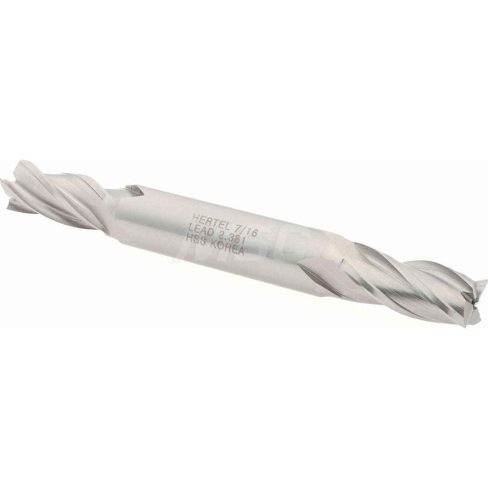 Hertel E1051028 Square End Mill 7/16'' Dia, 1'' LOC, 1/2'' Shank Dia, 4-1/8'' OAL, 4 Flutes, High Speed Steel
