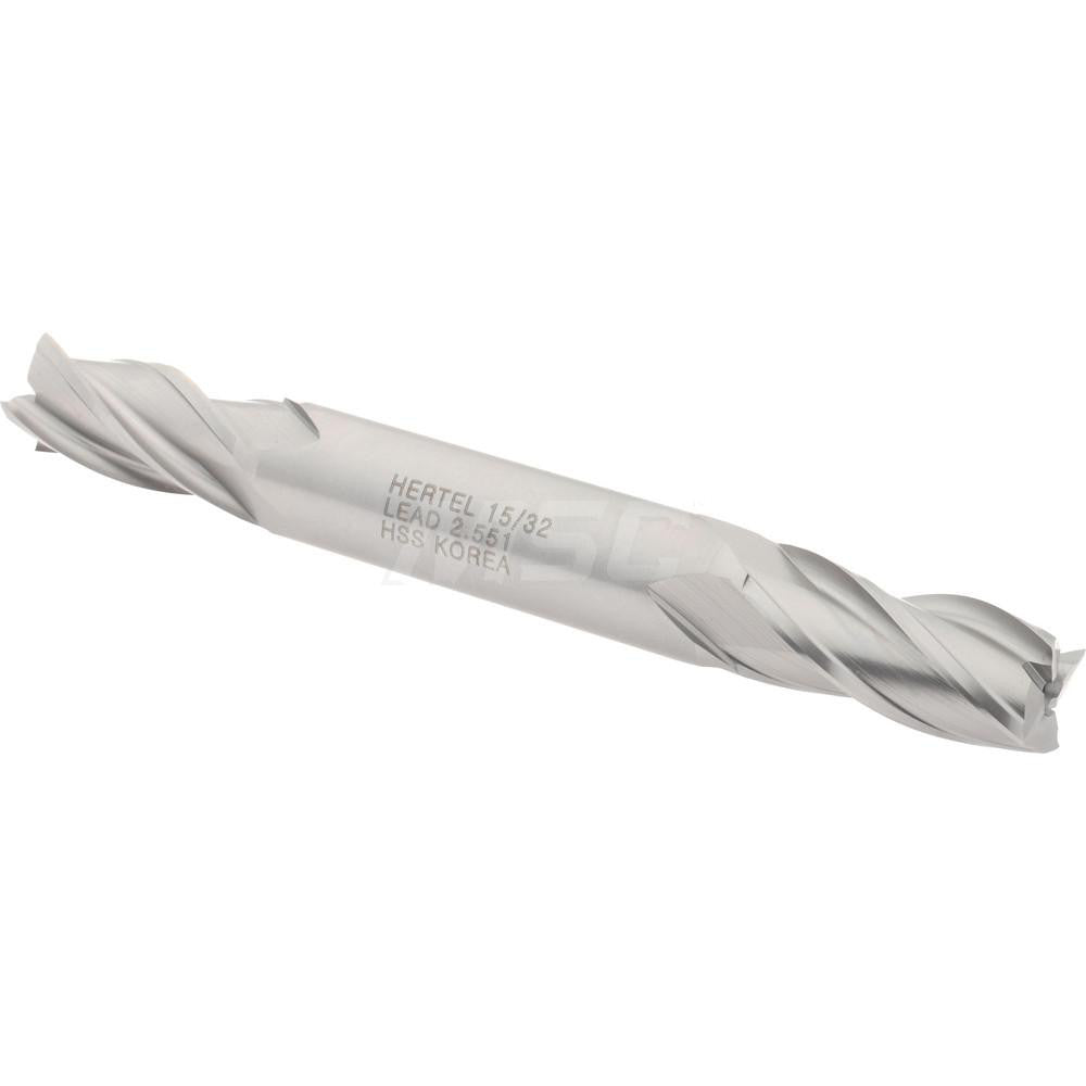 Hertel E1051030 Square End Mill 15/32'' Dia, 1'' LOC, 1/2'' Shank Dia, 4-1/8'' OAL, 4 Flutes, High Speed Steel