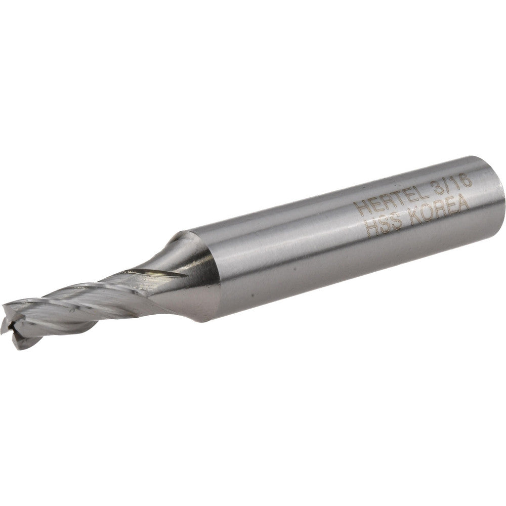 Hertel E1031012 Square End Mill 3/16" Dia, 1/2" LOC, 4 Flutes, High Speed Steel