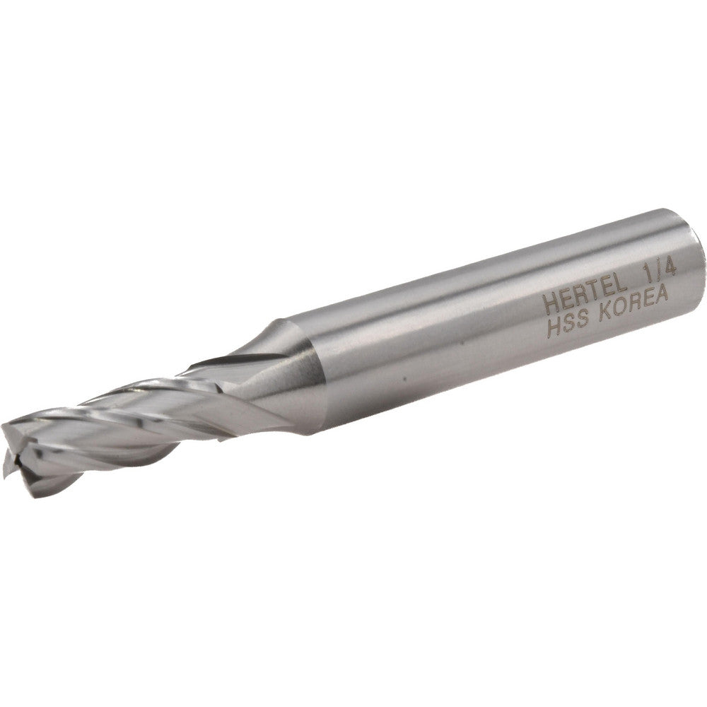 Hertel E103101601 Square End Mill 1/4'' Dia, 5/8'' LOC, 3/8'' Shank Dia, 2-1/2'' OAL, 4 Flutes, High Speed Steel