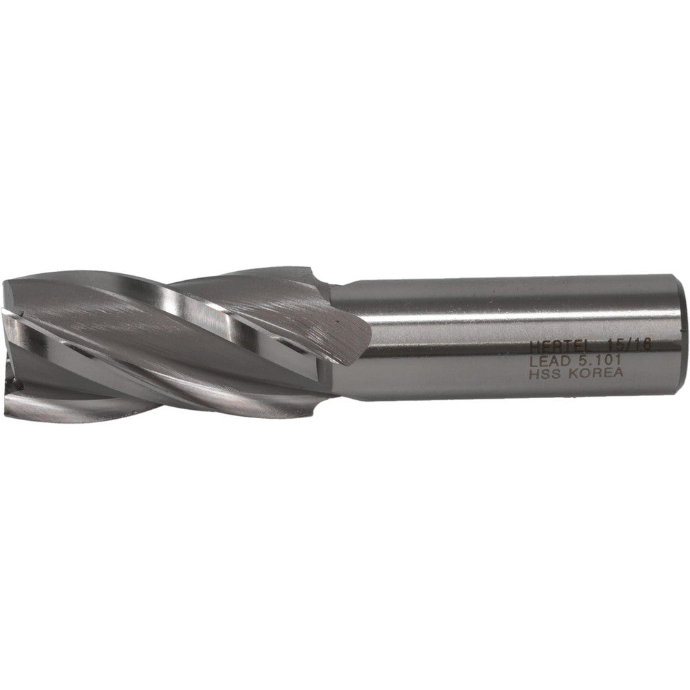 Hertel E1031920 Square End Mill 15/16'' Dia, 1-7/8'' LOC, 3/4'' Shank Dia, 4-1/8'' OAL, 4 Flutes, High Speed Steel