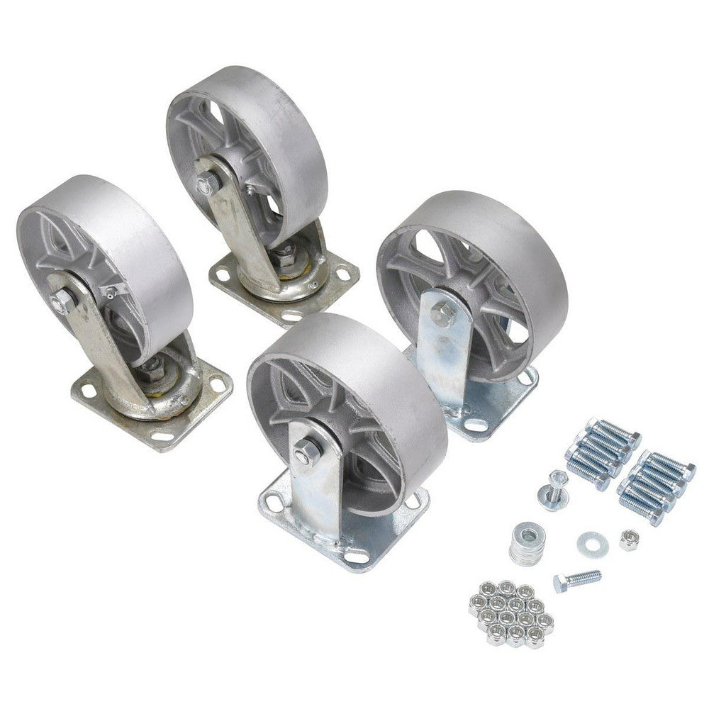 Vestil D-CK4-SC6-2 Rigid & Swivel Top Plate Caster Semi-Steel, 6" Wheel Dia, 2" Wheel Width, 4,800 lb Capacity, 6" OAH