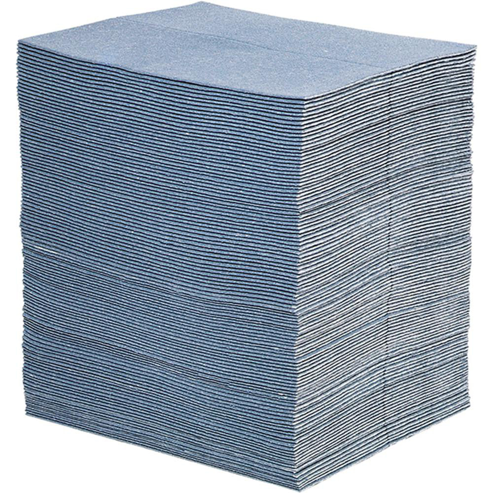 New Pig BLU100 Pads, Rolls & Mats Product Type Pad Application Universal Overall Length (Inch) 19in Width (Decimal Inch - 4 Decimals) 15.0000 Material Natural & Recycled Fiber Blend Fluids Absorbed Oil Coolants Solvents Water Universal