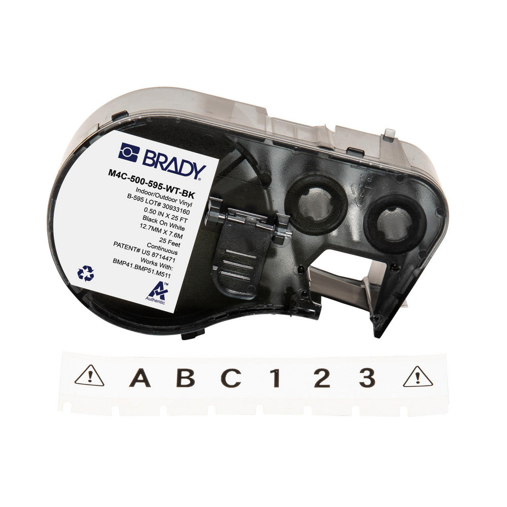 Brady 170818 Labels, Ribbons & Tapes Application Label Printer Cartridge Color Family White Color Black on White For Use With BMP41 BMP51 BMP53 M511 Width (Inch) 1/2 Material Vinyl