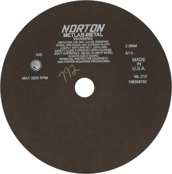 Norton 66253322152 Cutoff Wheel 12" Dia, 5/64" Thick, 1-1/4" Hole, Aluminum Oxide