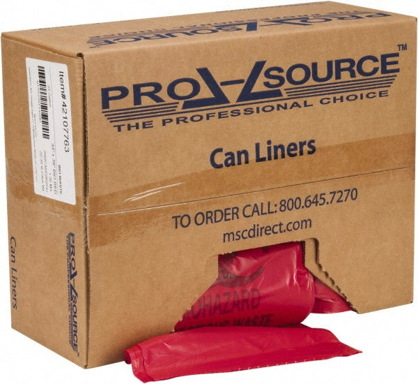 Pro-Source PSIW3339 Pack of (200) 33 Gal Capacity, Red, Hazardous Waste Bags