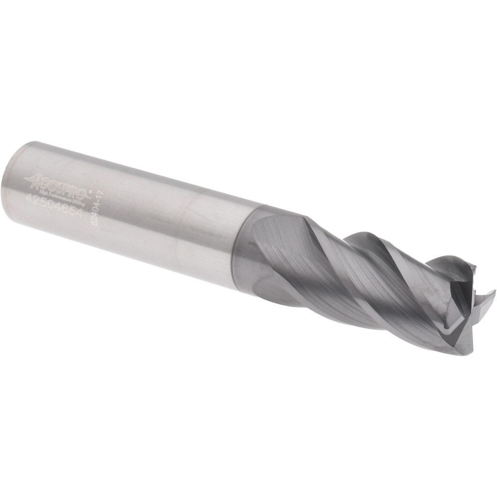 Accupro 310288 Corner Radius End Mill 1/2" Dia, 1" LOC, 38 deg Helix, Corner Radius End, Centercutting Series HS