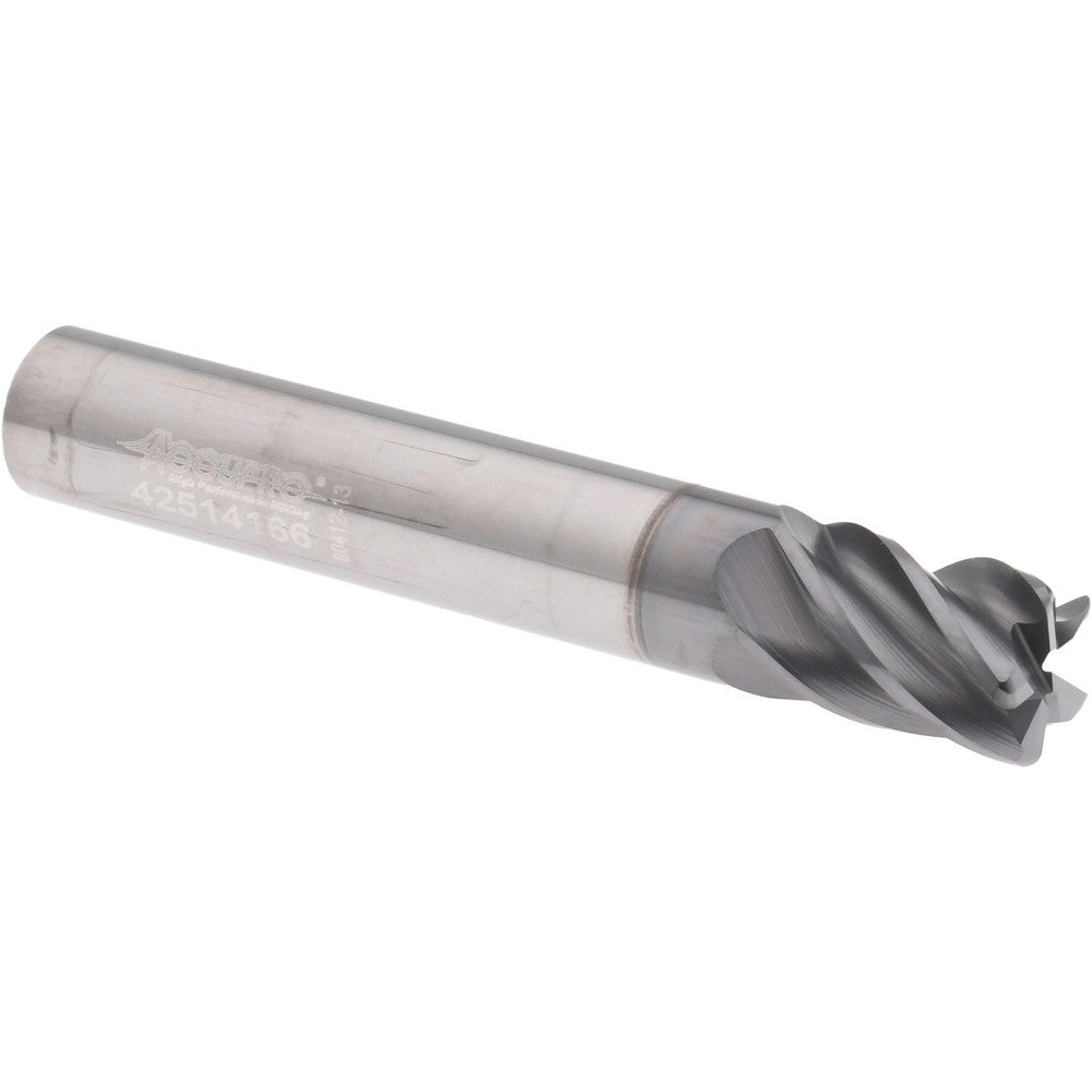 Accupro 311486 Corner Radius End Mill 5/16" Dia, 7/16" LOC, 38 deg Helix, Corner Radius End, Centercutting Series HS