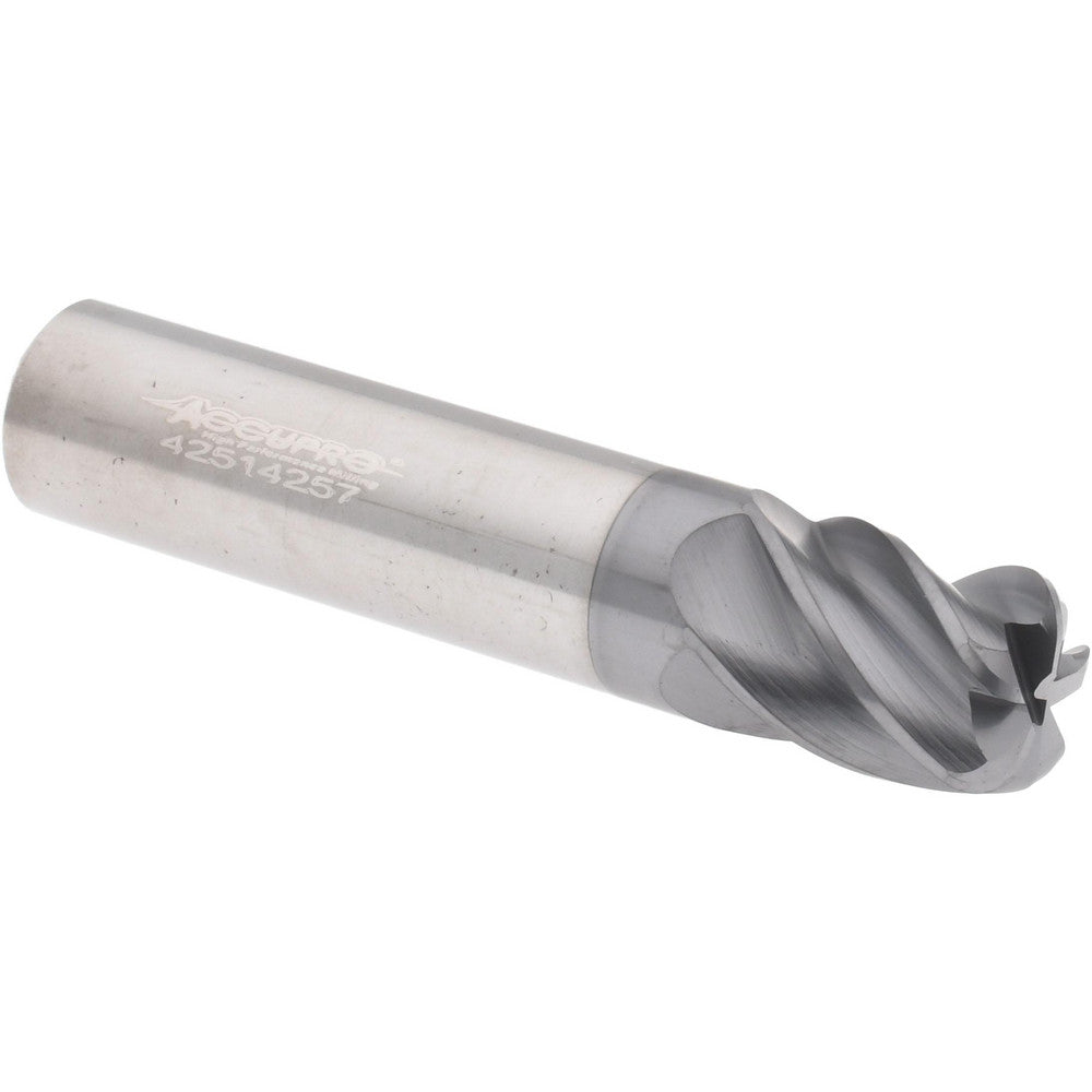 Accupro 311610 Corner Radius End Mill 1/2" Dia, 5/8" LOC, 38 deg Helix, Corner Radius End, Centercutting Series HS
