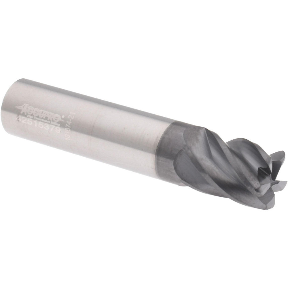Accupro 311604 Corner Radius End Mill 1/2" Dia, 5/8" LOC, 38 deg Helix, Corner Radius End, Centercutting Series HS