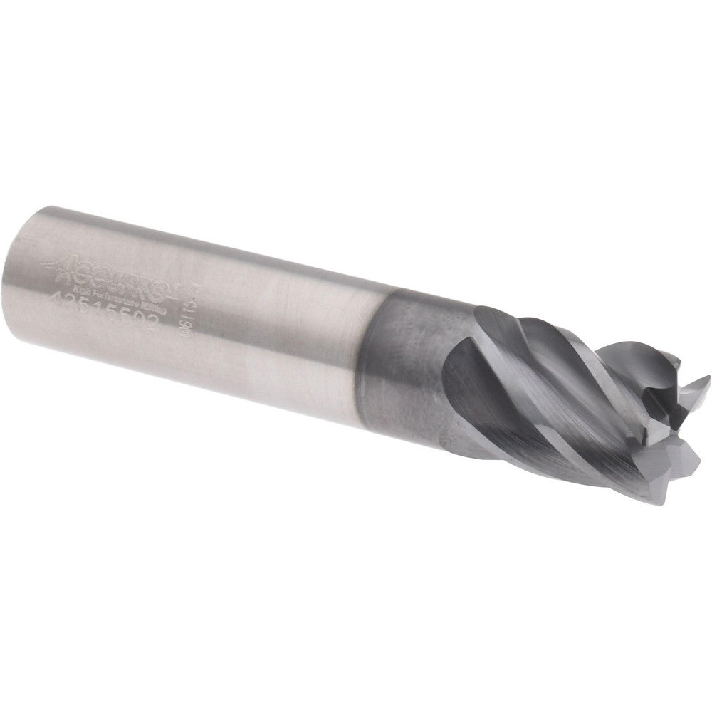 Accupro 311597 Corner Radius End Mill 1/2" Dia, 5/8" LOC, 38 deg Helix, Corner Radius End, Centercutting Series HS